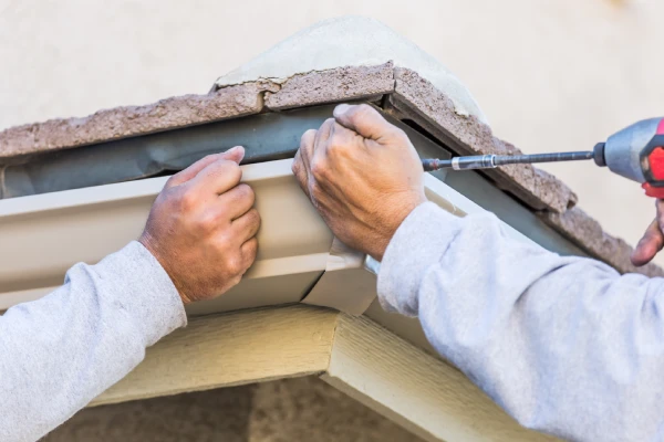 workers repairing gutters